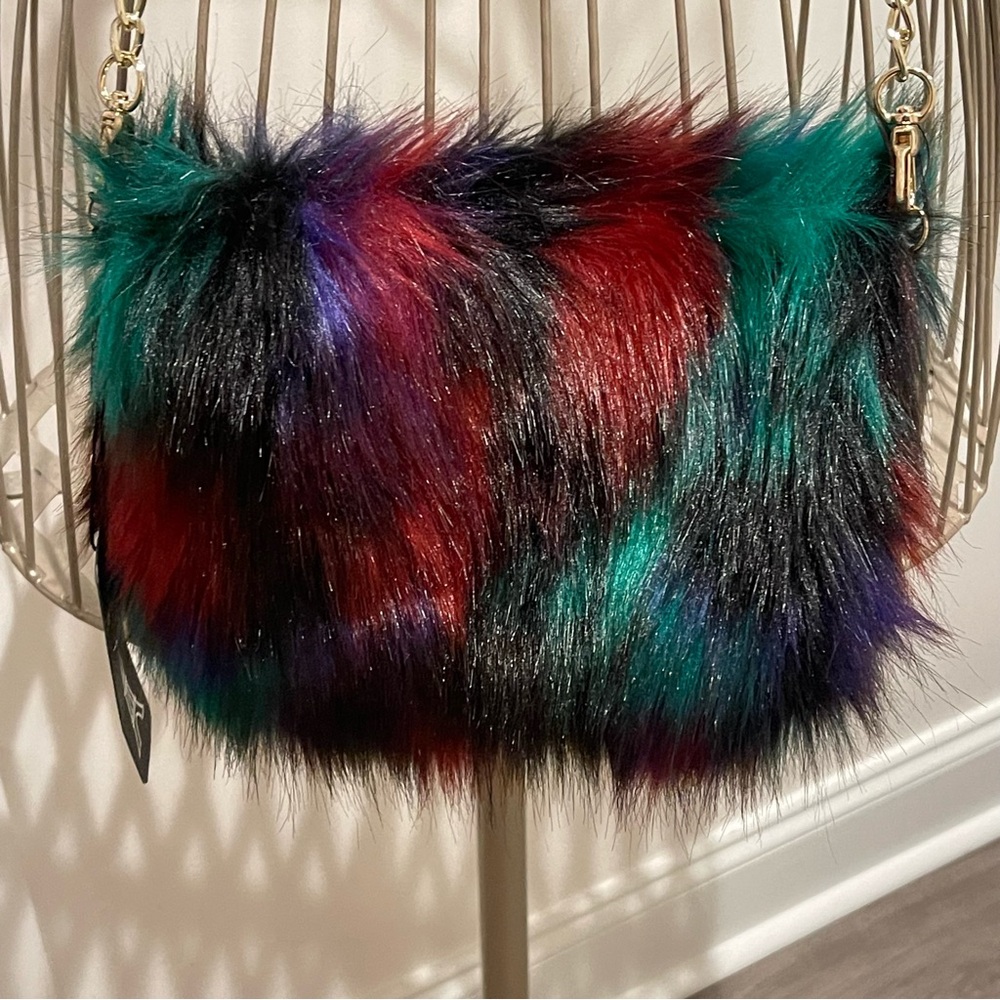 Chic Multicolor Faux Fur Crossbody Bag